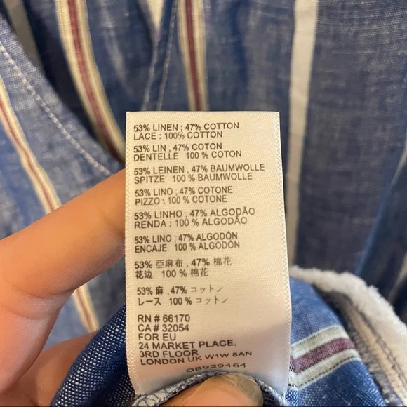 Pilcro by Anthropologie striped linen collared dress size 12 - Picture 11 of 16